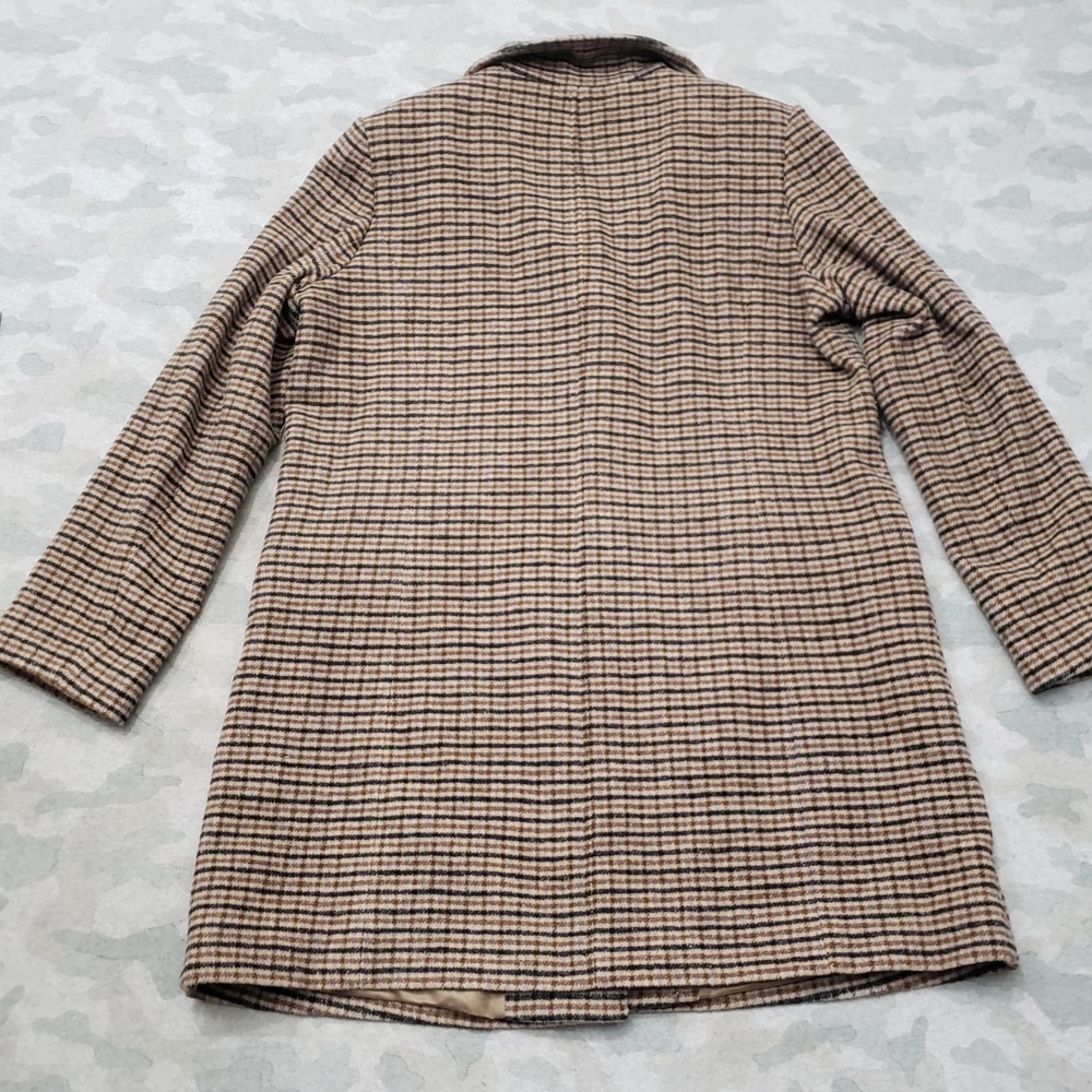 Lauren Ralph Lauren Coat Women 10 Brown Mid Length Button Houndstooth Wool Blend - Picture 5 of 8